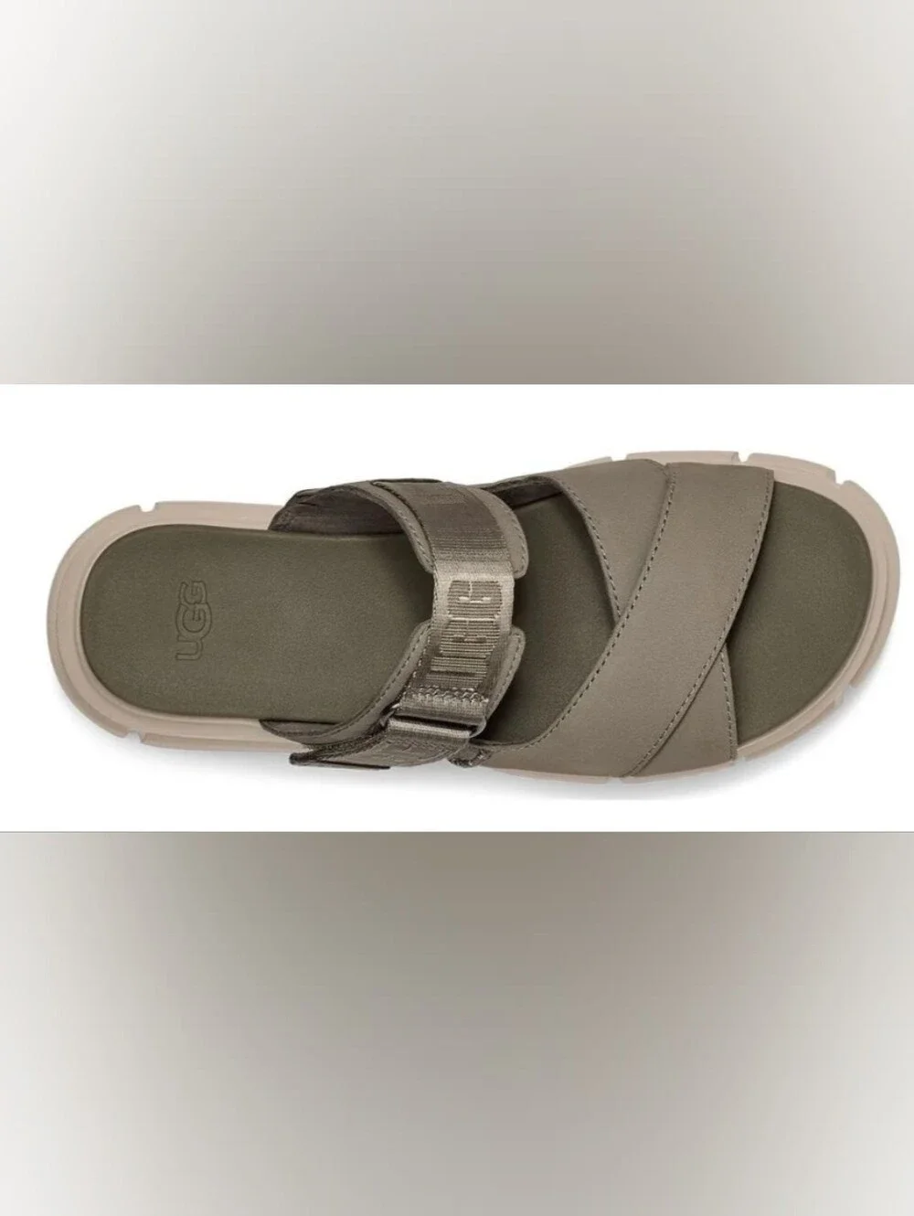 UGG Ashton 'Moss Green Platform Slides Size 9 Used Excellent